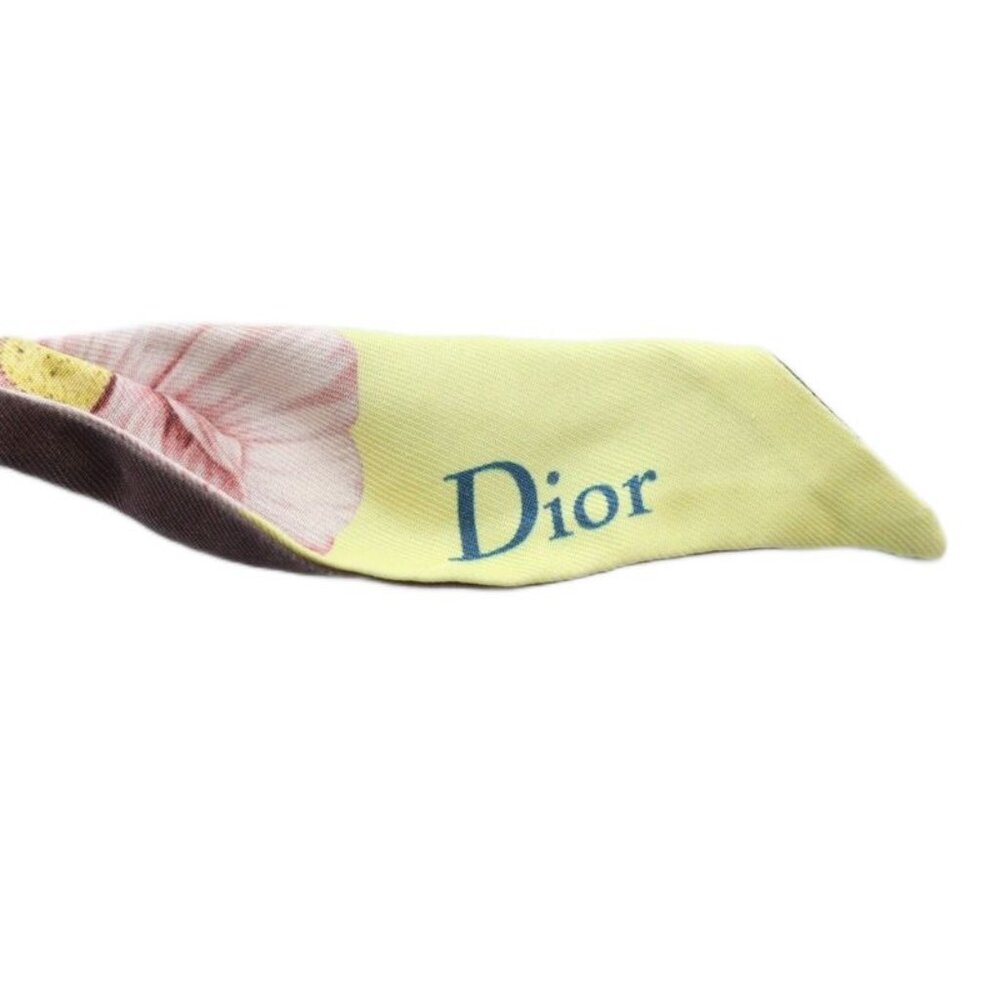 Dior Mitzah Ribbon Scarf Shawl Logo Floral Silk Multicolor GY19 MQ OH - Picture 3 of 7